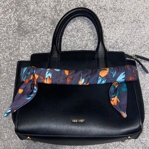 Nine West Black Satchel with Floral Scarf